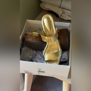 Schutz Metallic Gold Platform Heels